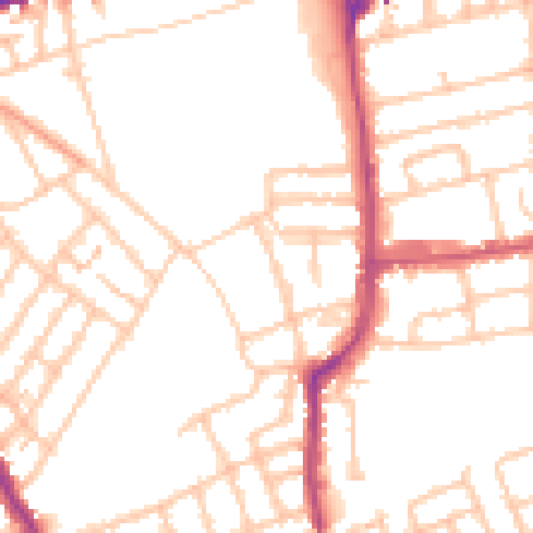 Daytime road noise heatmap for W5 5JD