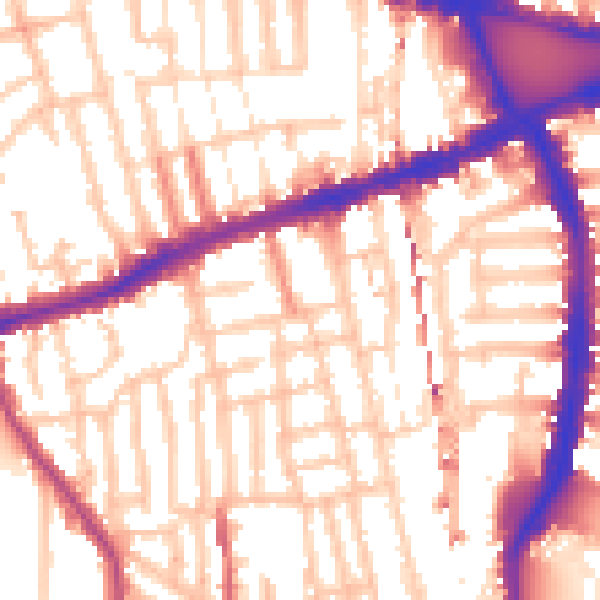 Daytime road noise heatmap for W6 0AQ