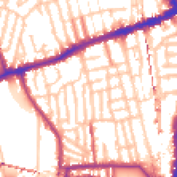 Daytime road noise heatmap for W6 0BB