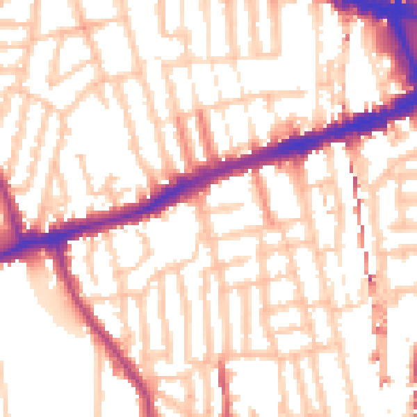 Daytime road noise heatmap for W6 0BE