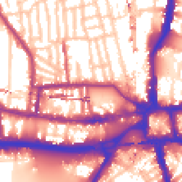 Daytime road noise heatmap for W6 0BF