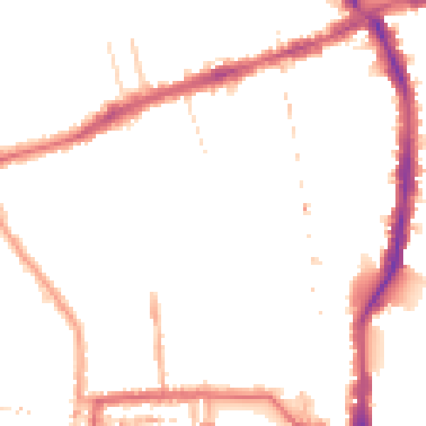 Night-time road noise heatmap for W6 0BJ