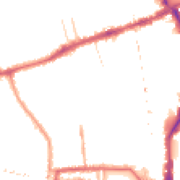 Night-time road noise heatmap for W6 0BL