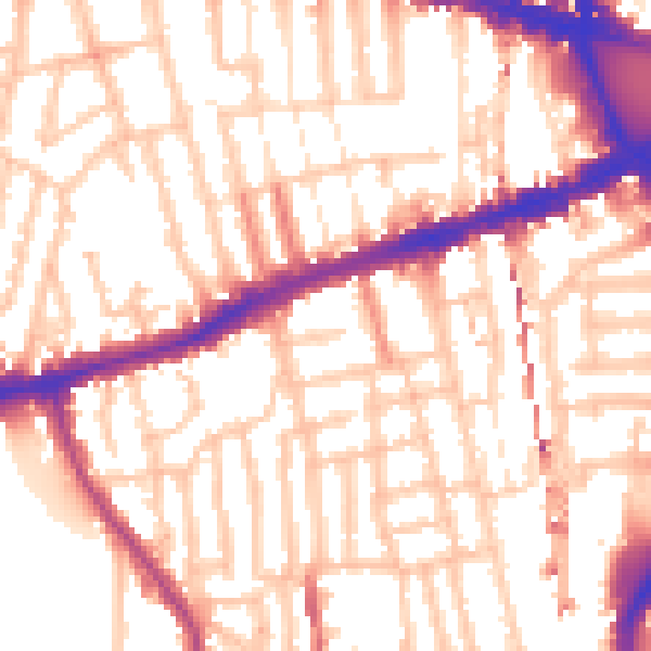 Daytime road noise heatmap for W6 0BP