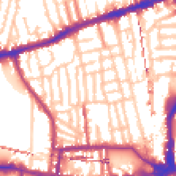 Daytime road noise heatmap for W6 0BQ