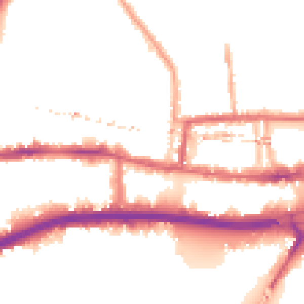 Night-time road noise heatmap for W6 0DB