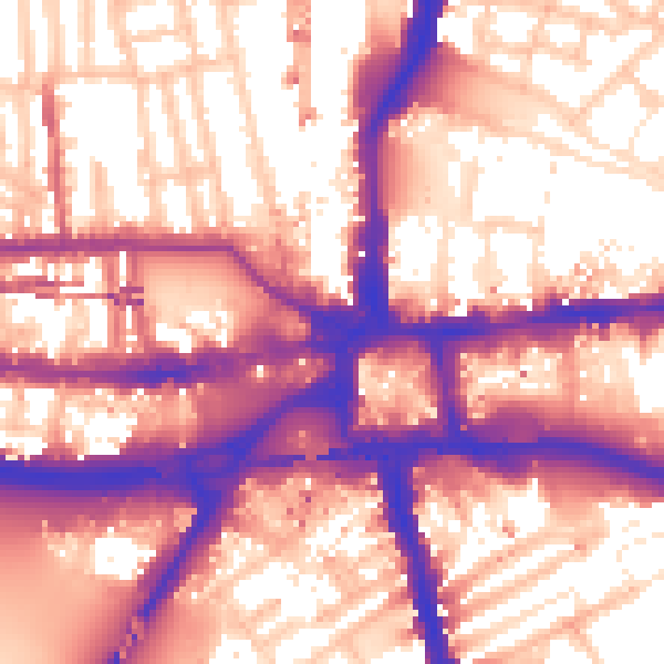 Daytime road noise heatmap for W6 0DZ