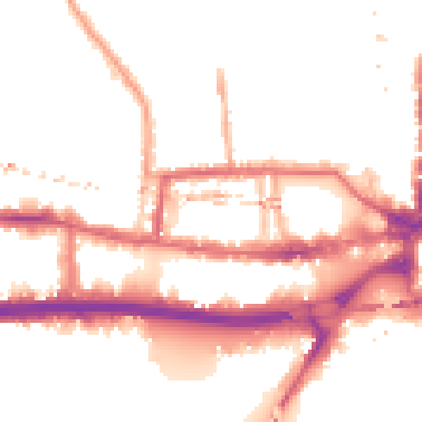 Night-time road noise heatmap for W6 0JQ