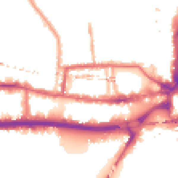 Night-time road noise heatmap for W6 0QT