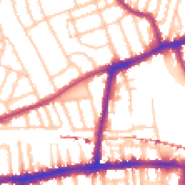 Daytime road noise heatmap for W6 0YD