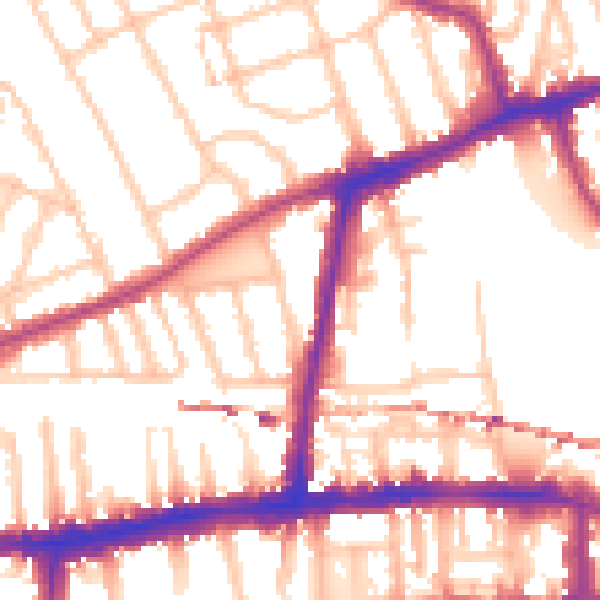 Daytime road noise heatmap for W6 0YE