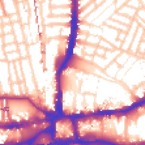 Daytime road noise heatmap for W6 7BZ