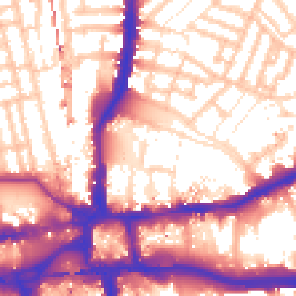 Daytime road noise heatmap for W6 7EA
