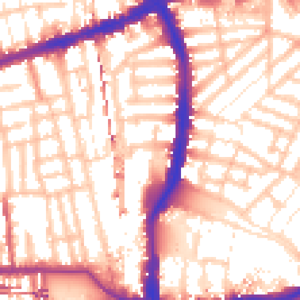 Daytime road noise heatmap for W6 7PY