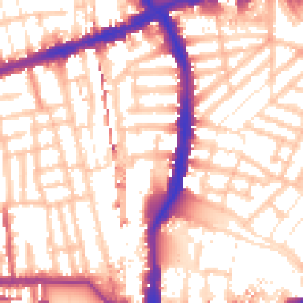 Daytime road noise heatmap for W6 7PZ