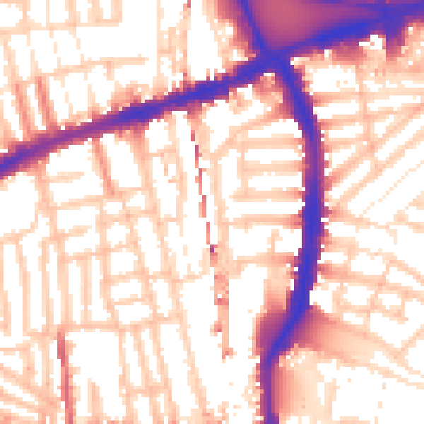 Daytime road noise heatmap for W6 7QU