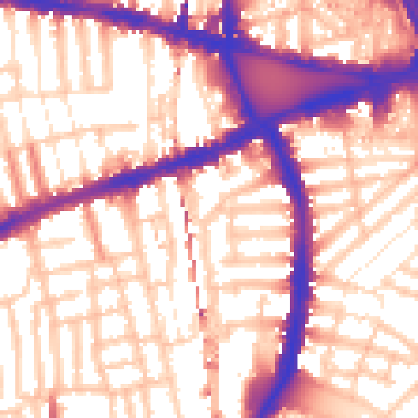 Daytime road noise heatmap for W6 7RJ