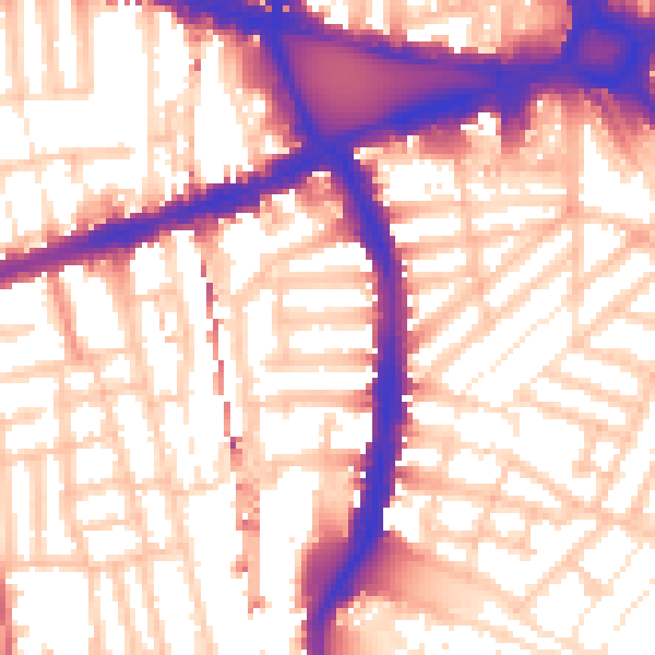 Daytime road noise heatmap for W6 7RQ