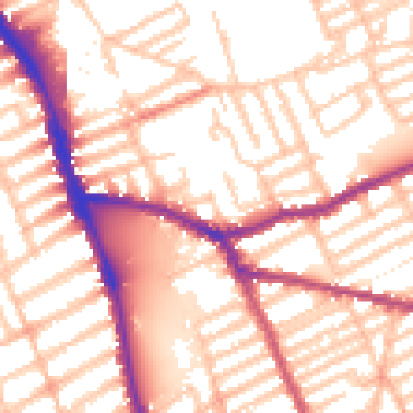 Daytime road noise heatmap for W6 8EL