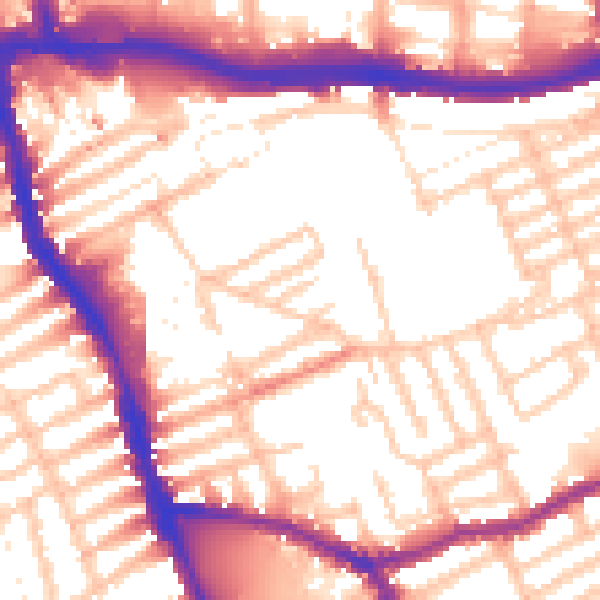 Daytime road noise heatmap for W6 8HU