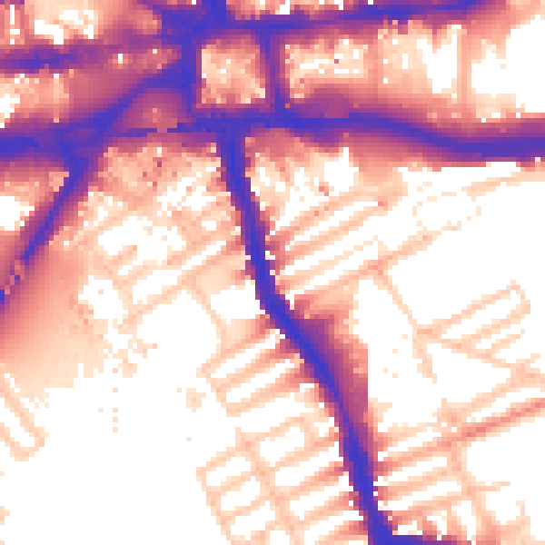 Daytime road noise heatmap for W6 8JA