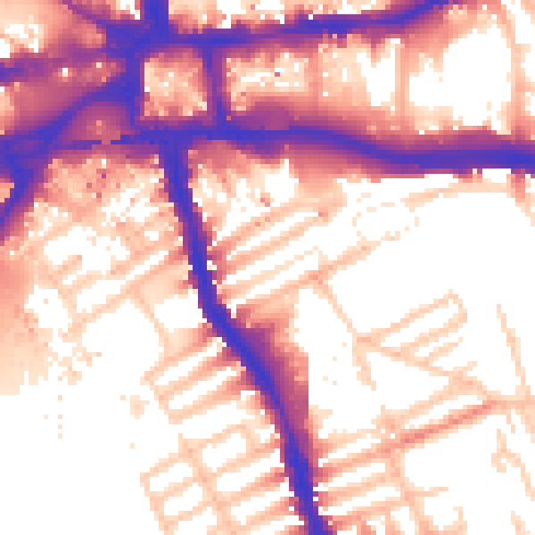 Daytime road noise heatmap for W6 8JS