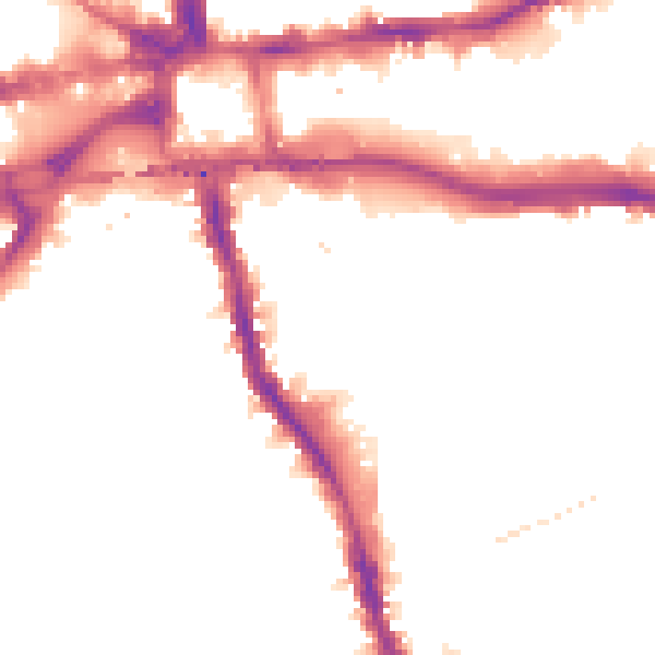 Night-time road noise heatmap for W6 8JS