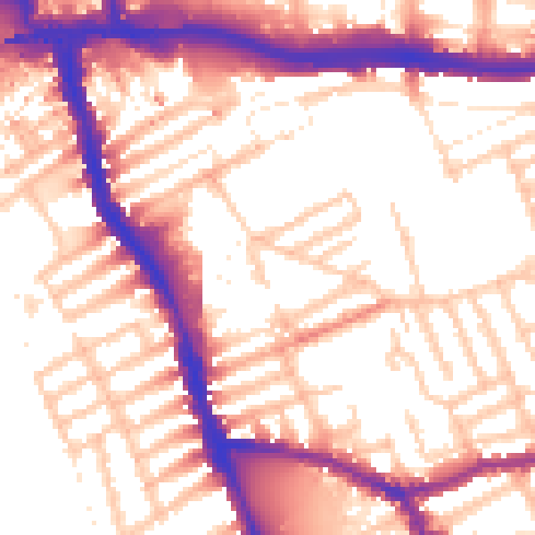 Daytime road noise heatmap for W6 8LN