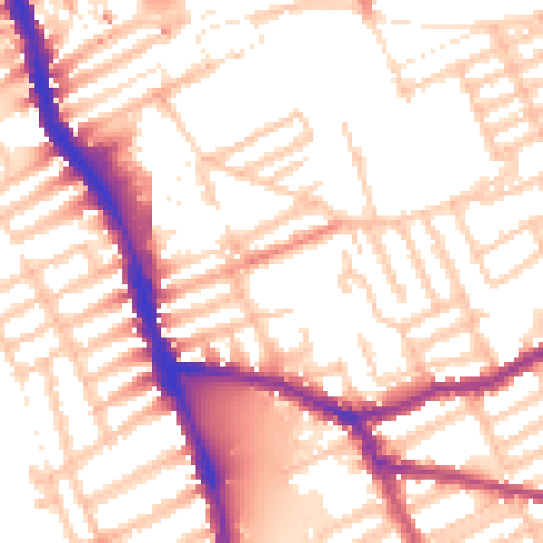 Daytime road noise heatmap for W6 8PE
