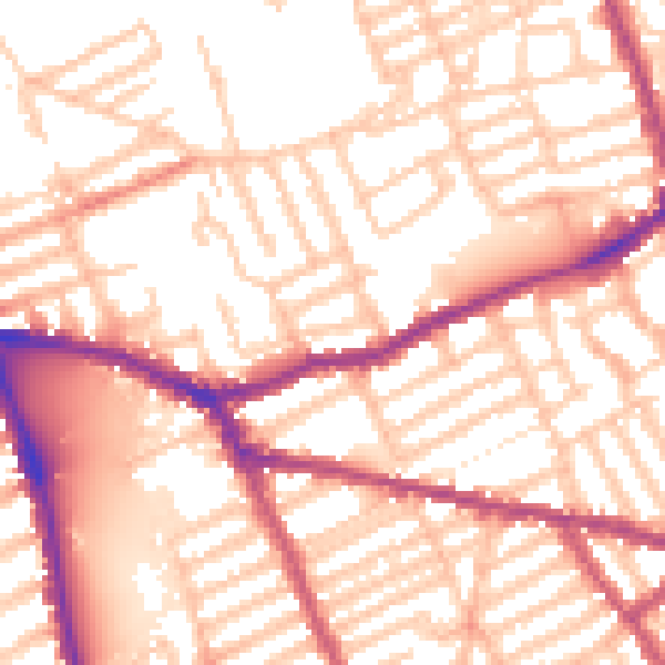 Daytime road noise heatmap for W6 8PY