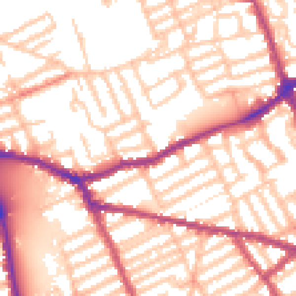 Daytime road noise heatmap for W6 8QA