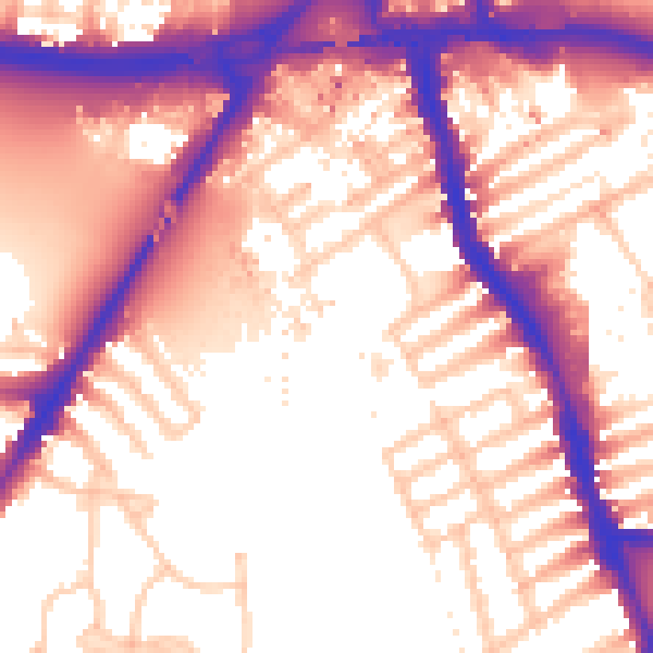 Daytime road noise heatmap for W6 9AN