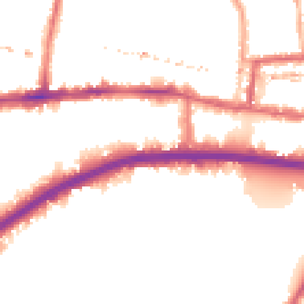 Night-time road noise heatmap for W6 9AX