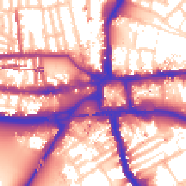 Daytime road noise heatmap for W6 9DT