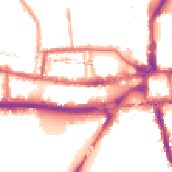 Night-time road noise heatmap for W6 9JG