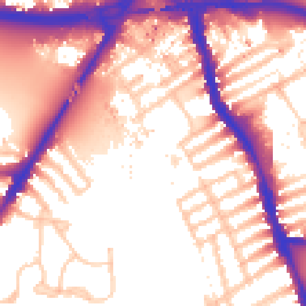 Daytime road noise heatmap for W6 9UQ