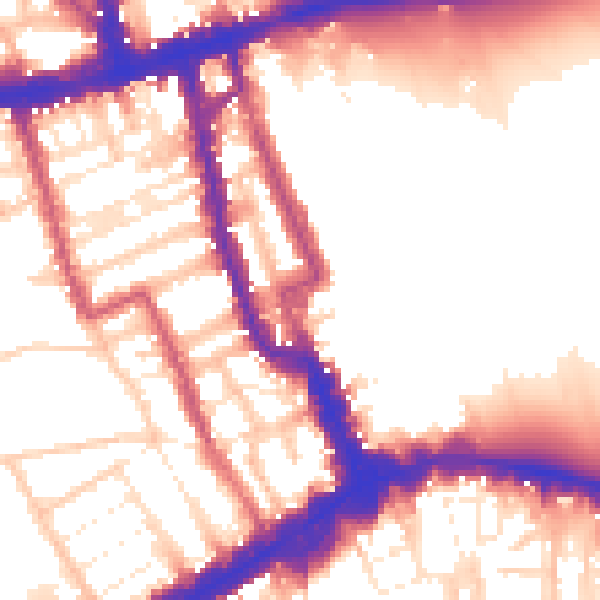 Daytime road noise heatmap for W8 4AG