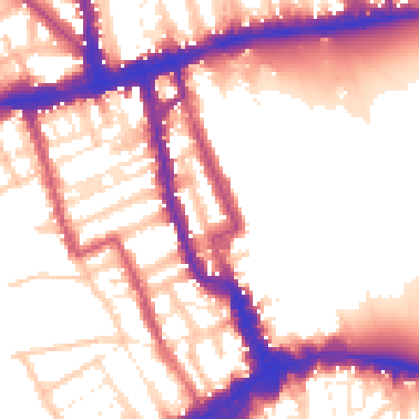 Daytime road noise heatmap for W8 4AJ