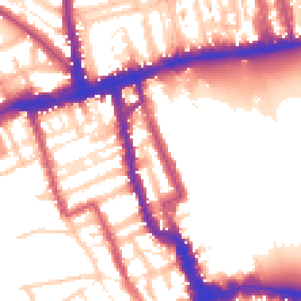 Daytime road noise heatmap for W8 4AN