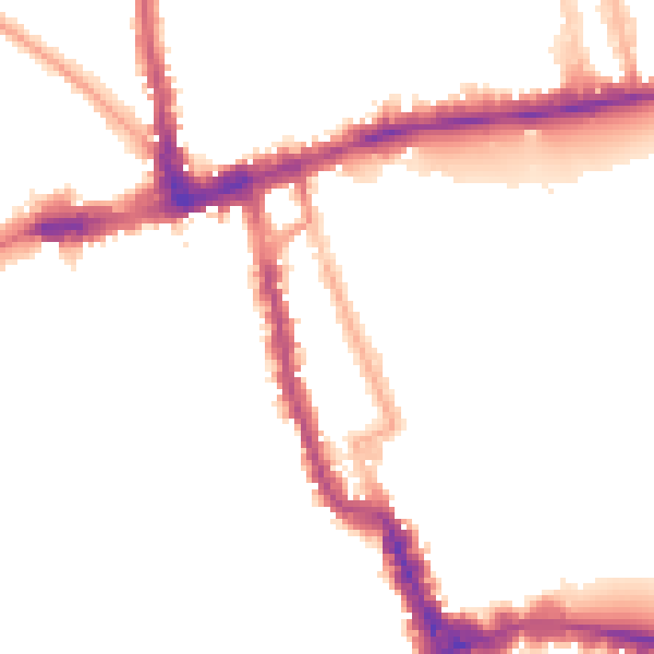 Night-time road noise heatmap for W8 4AN