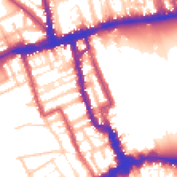 Daytime road noise heatmap for W8 4AP