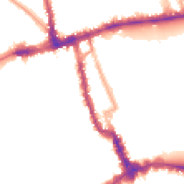 Night-time road noise heatmap for W8 4AP