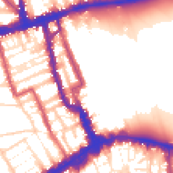 Daytime road noise heatmap for W8 4AQ