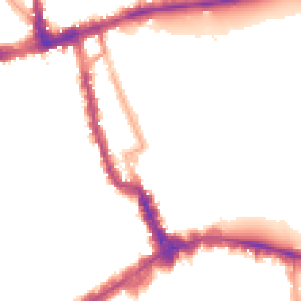 Night-time road noise heatmap for W8 4AQ