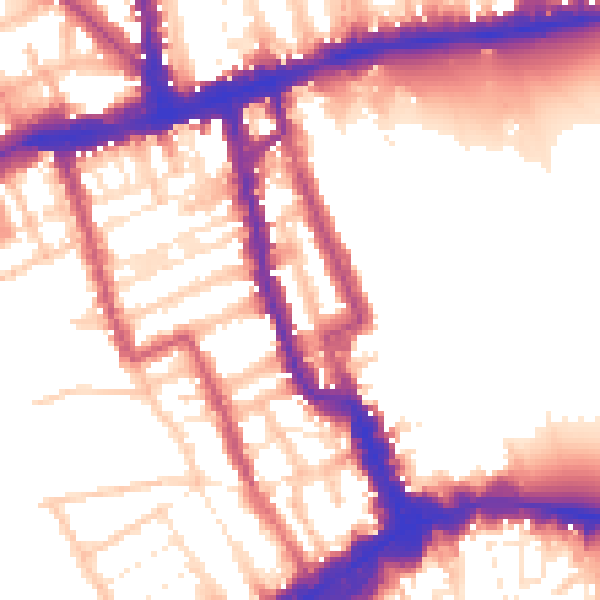 Daytime road noise heatmap for W8 4AS