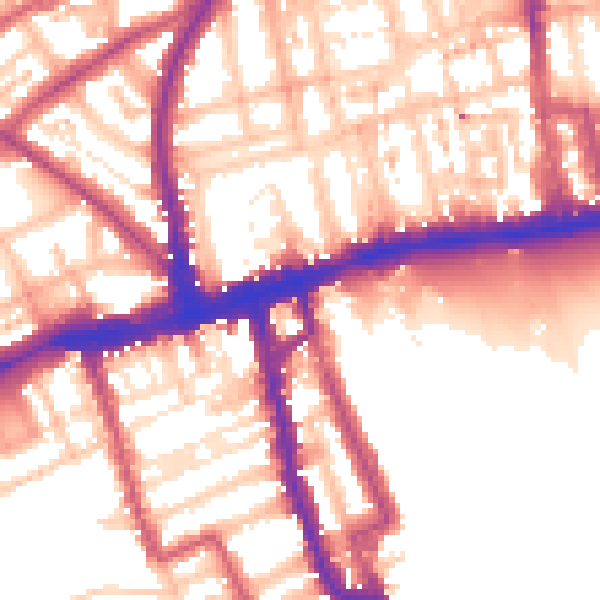 Daytime road noise heatmap for W8 4AT