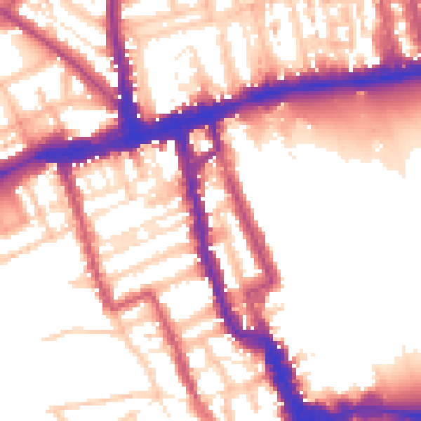 Daytime road noise heatmap for W8 4AW
