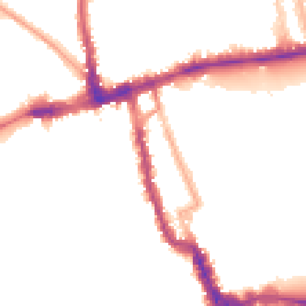 Night-time road noise heatmap for W8 4AW