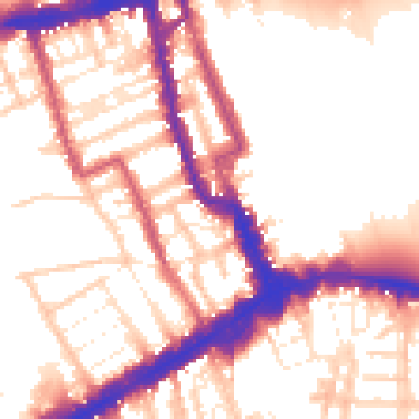 Daytime road noise heatmap for W8 4BA