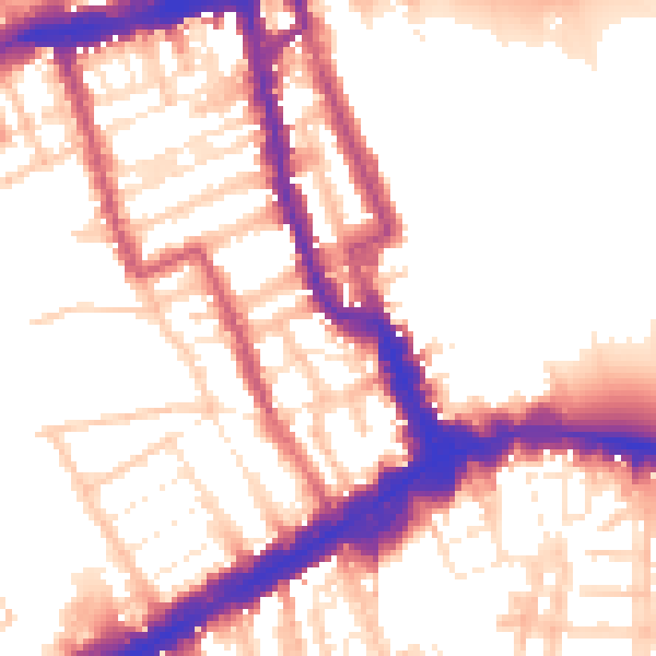 Daytime road noise heatmap for W8 4BE